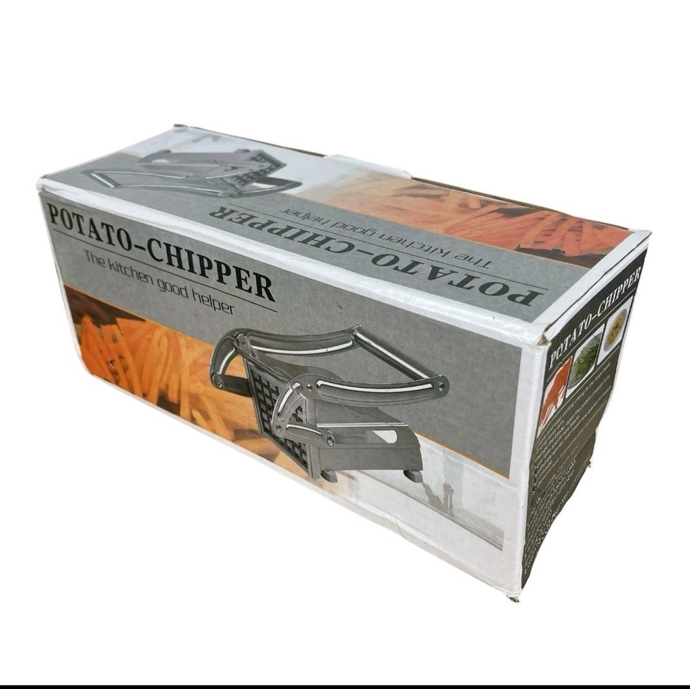 Metal Potato Chipper Push Function Cutter MD-808 Silver Dishwasher Safe