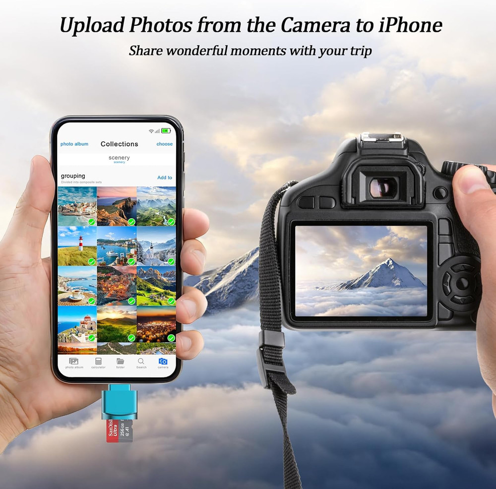 Micro SD Card Reader for Iphone,Lightning to Micro SD/TF Adapter,[Apple Mfi Cert