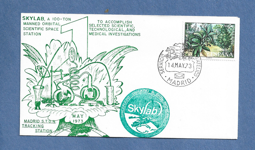 SKYLAB LAUNCH MAY 14,1973 MADRID TRACKING STA  SPACE COVER NASA