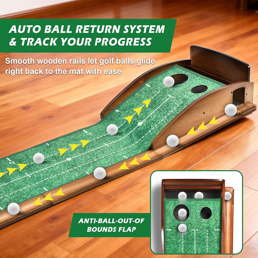 Extra Large Indoor Golf Putting Green with Ball Return - 9.8Ft Training Aid