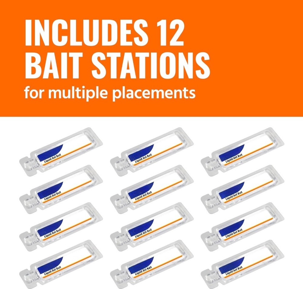 Ant Killer Bait Stations - 12 Count Liquid Bait for Effective Indoor Ant Control