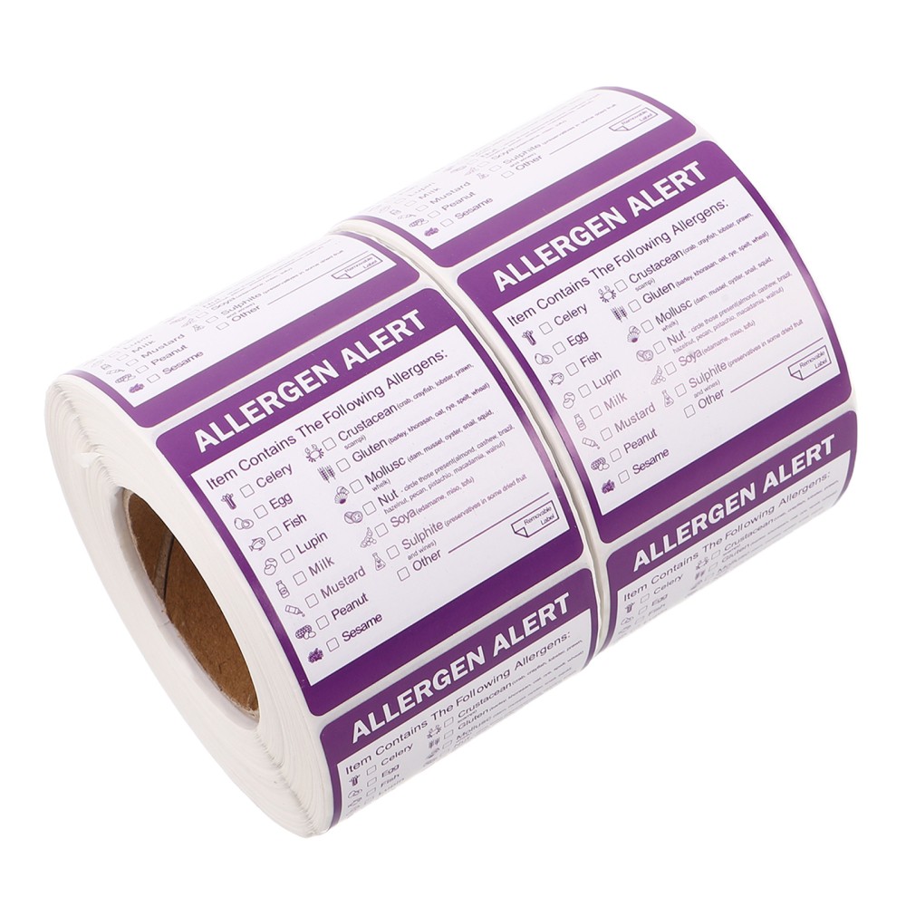 2 Rolls Allergen Label Notification Stickers Identification Labels