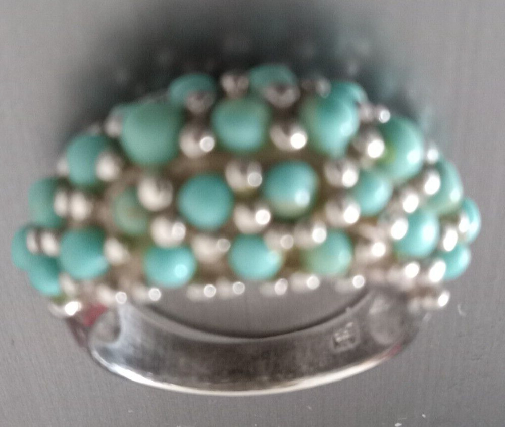 Sterling silver & Turquoise Cluster Dome ring sz. 8
