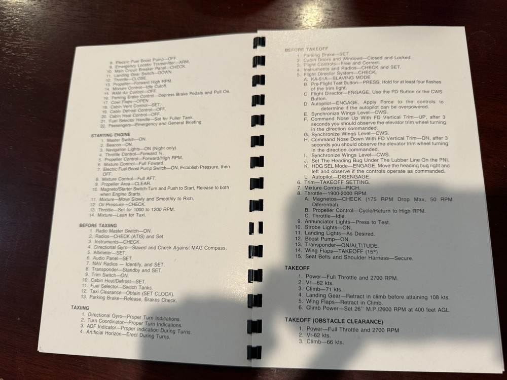 Mooney 201 UND Aviation Pilot Checklist