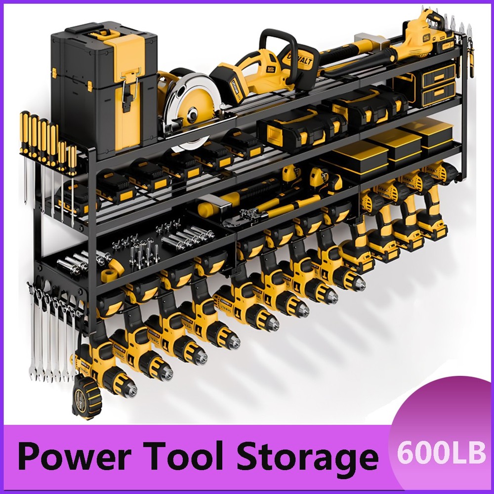 Power Tool Organizer Wall Mounted Power Tool Rack for Cordless Drill Storage
