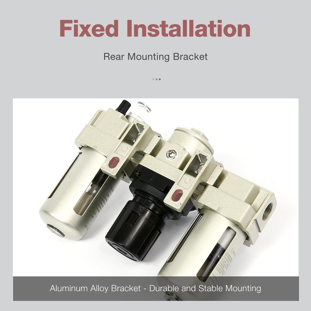 1/4" NPT Compressed Air Filter Regulator Lubricator Three Units Combo FRL Wat...