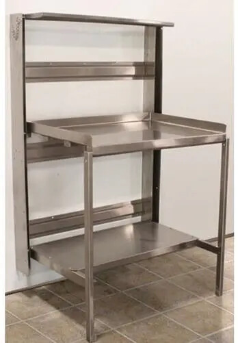 36" Retractable Stainless Prep Station Table with Undershelf