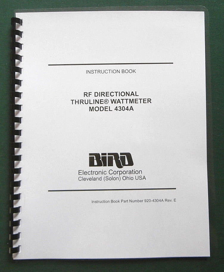 Bird Model 4304A Instruction Manual - Comb bound & protective covers !