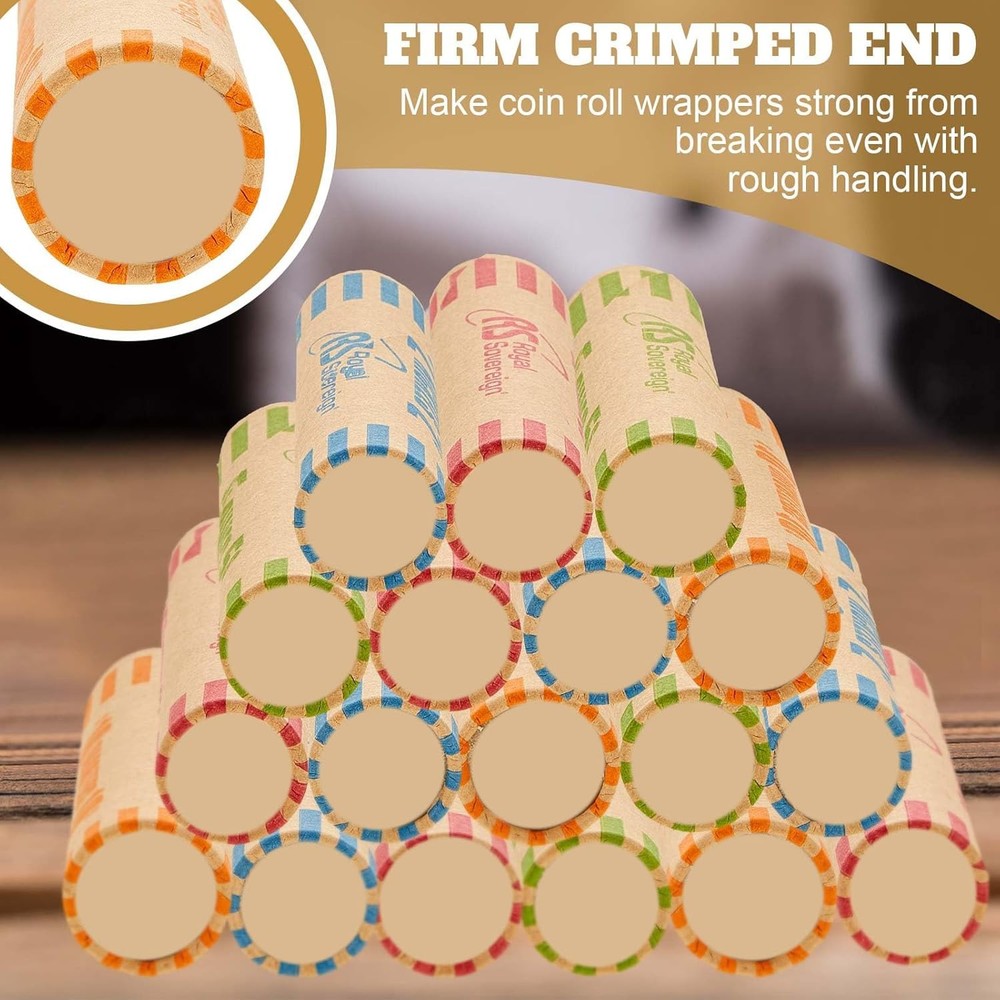 1024 Pcs Coin Wrappers Preformed Assorted Heavy Duty Coin Rolls Wrappers Include