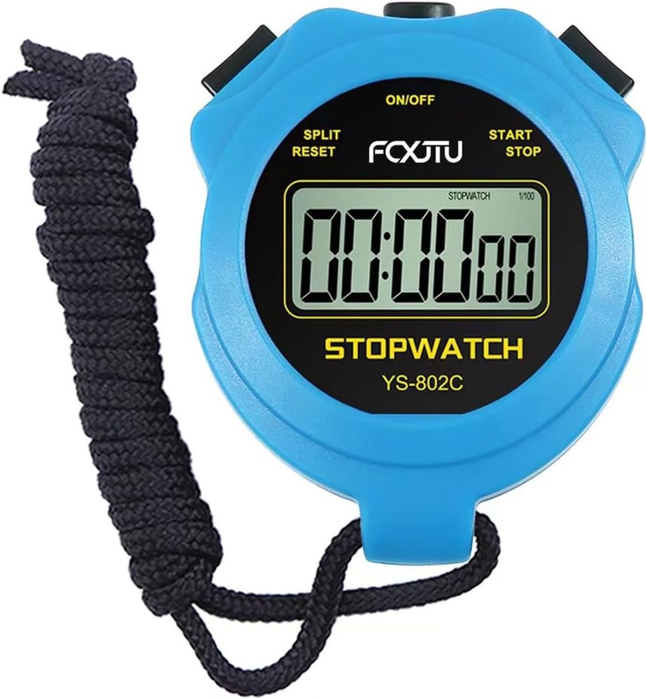 FCXJTU Digital Simple Stopwatch Timer, No Bells, Alarm, Basic Blue