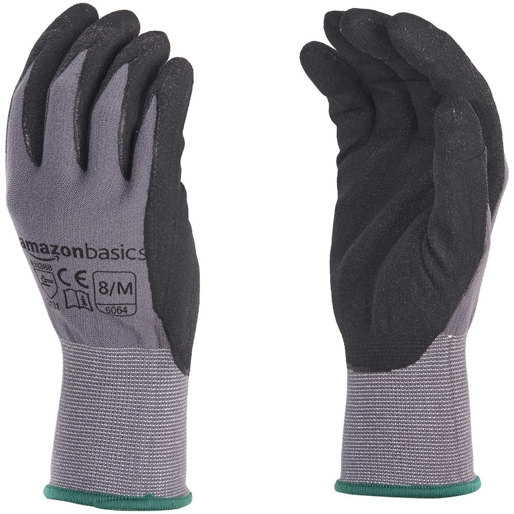 Amazon Basics Micro-Foam Nitrile Coated Safety Work Gloves Size 9