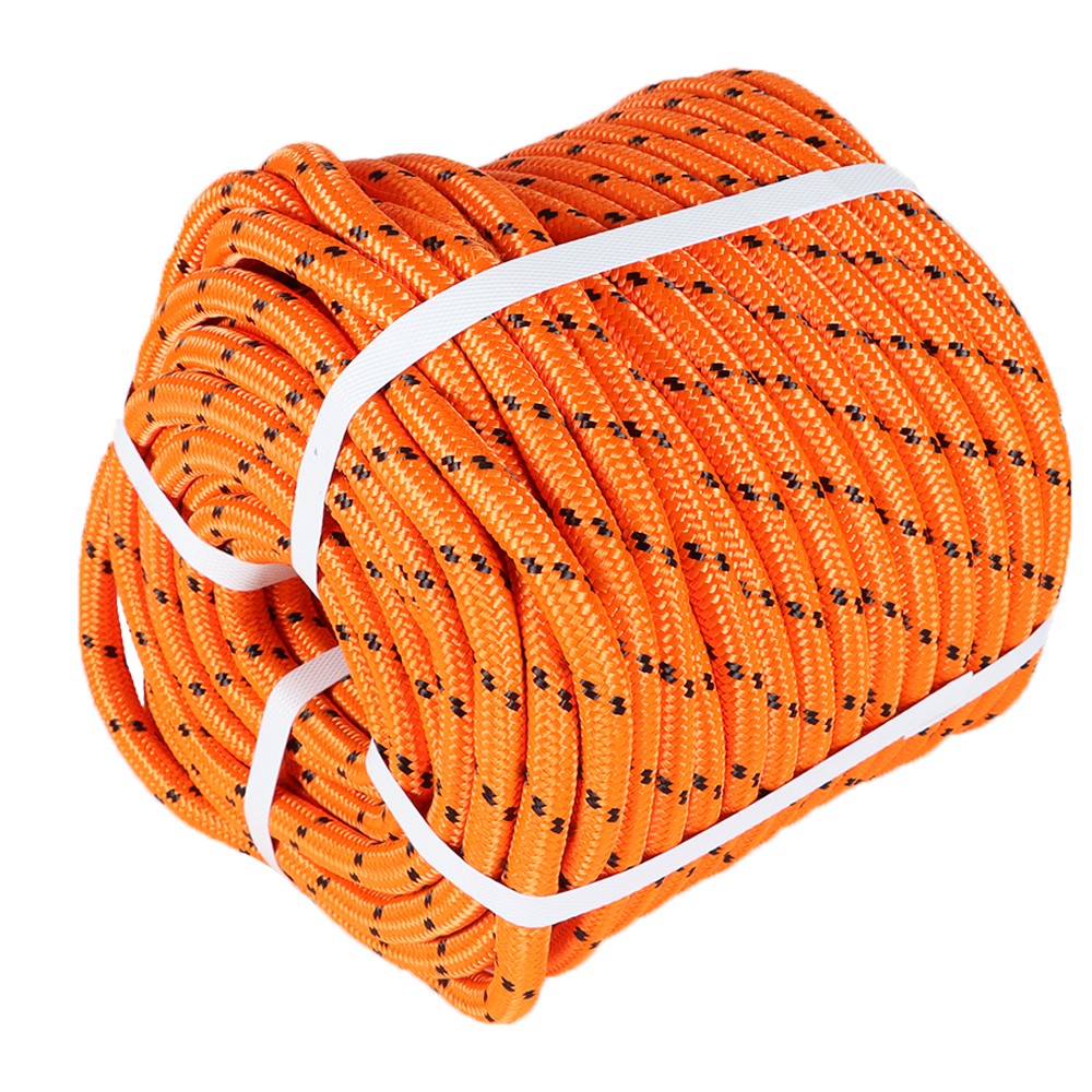 1/2"×200' Bull Rope Double Braid Polyester Rope 6180Lbs Breaking Strength Orange