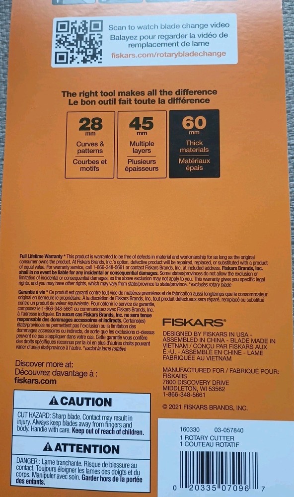 FISKARS STICK ROTARY CUTTER 60MM (160330)