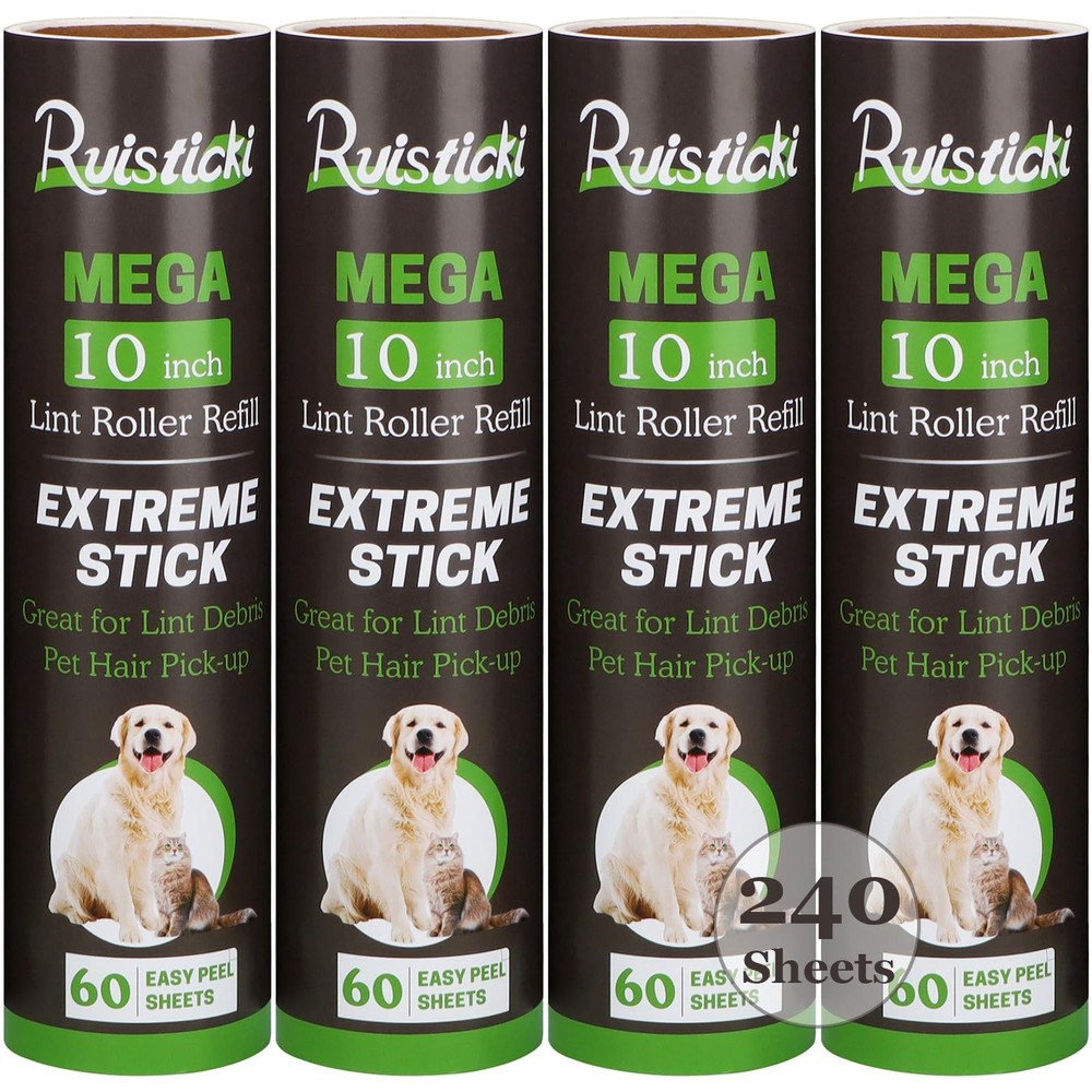 10 Inch Lint Roller Refills for Mega 10 Wide Rollers - 2 Pack