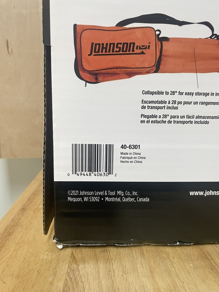 Johnson Level Aluminum Pole System Model 40-6301 With Carrying Case