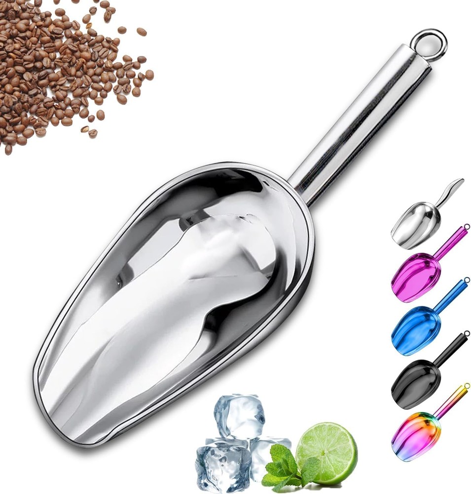 Metal Ice Scoop，Kitchen Scooper for Maker,Stainless 3 OZ, Silver