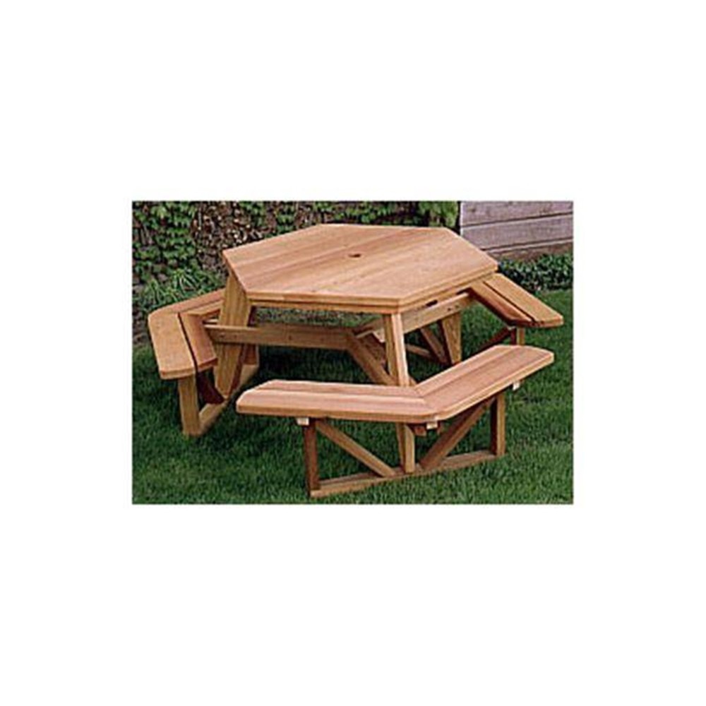 Woodcraft Project Paper Plan to Build Hexagon Picnic Table