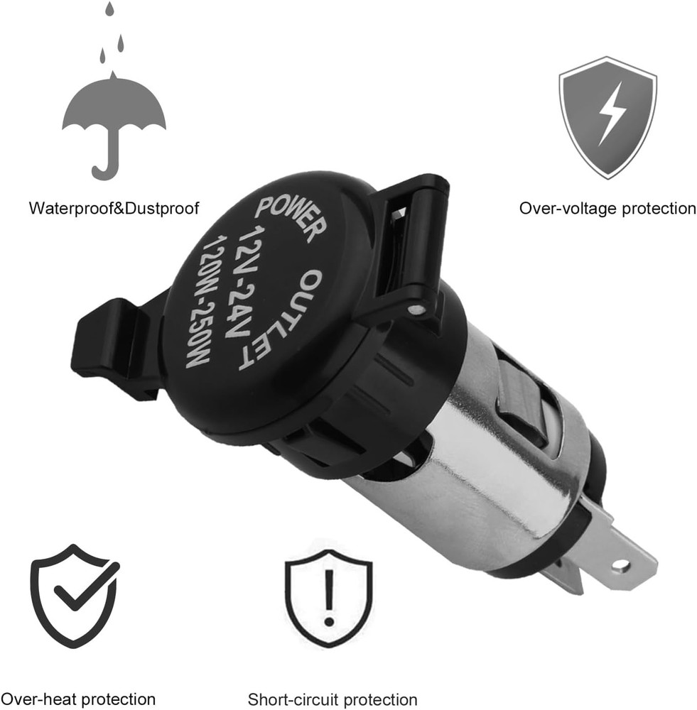 2 Pack Cigarette Lighter Socket, 12V Waterproof Power Outlet Replacement Plu