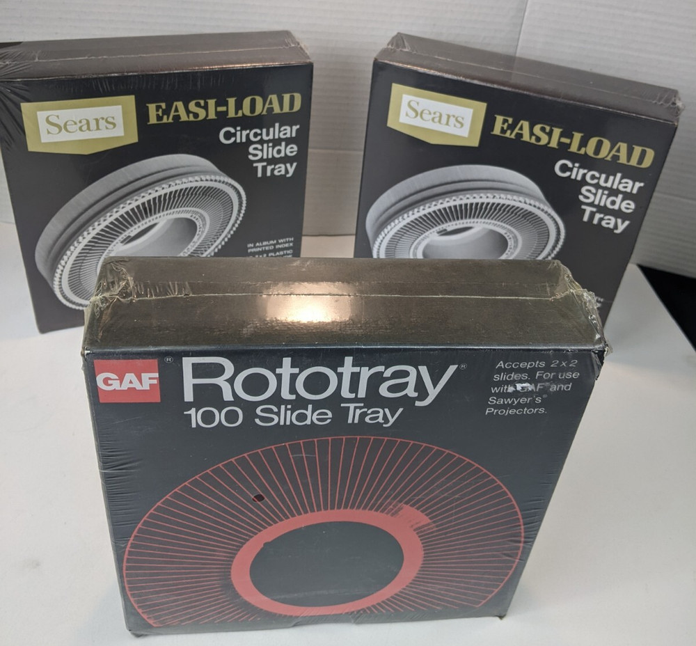 Slide Projector Circular Trays. Sears/GAF 2ea. Sears 9985, 1ea. GAF 6090-059 New
