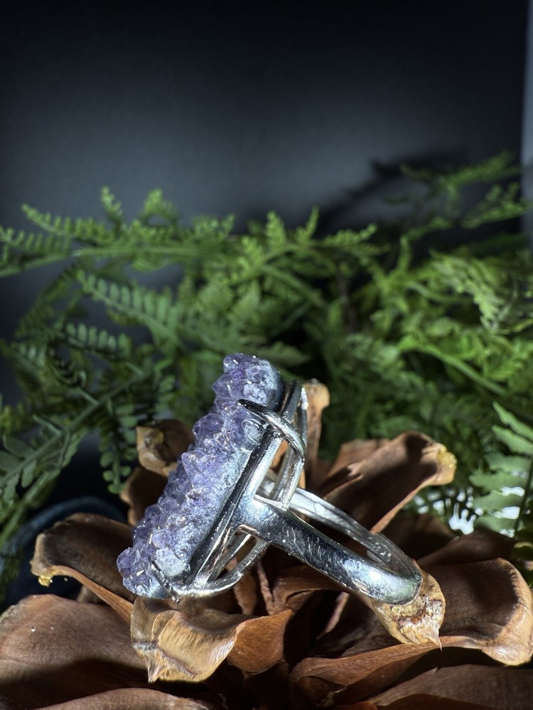 Amethyst Ring Jewelry, Unique handmade crystal ring，Adjustable Ring,925 silver