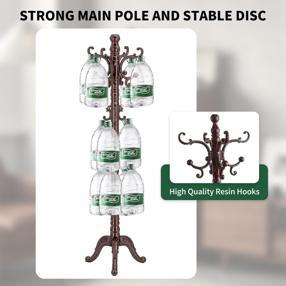 Coat Rack Wooden Classic Solid Freestanding with 14 Hooks Vintage Racks Sturdy