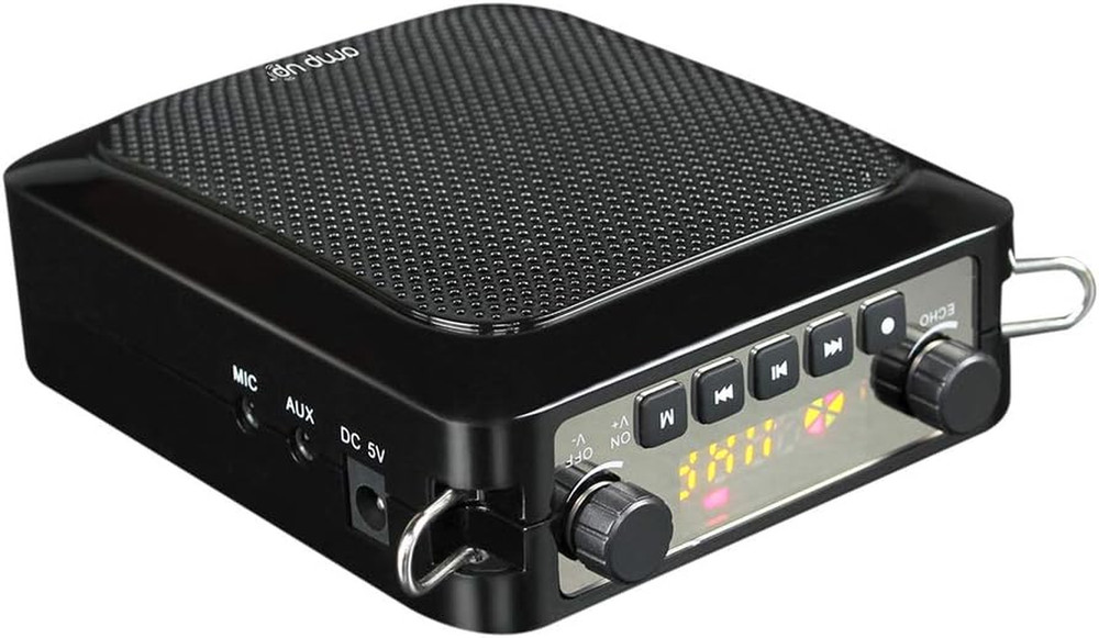 UHF Voice Amplifier with Wireless Microphone - Portable & Powerful, Black