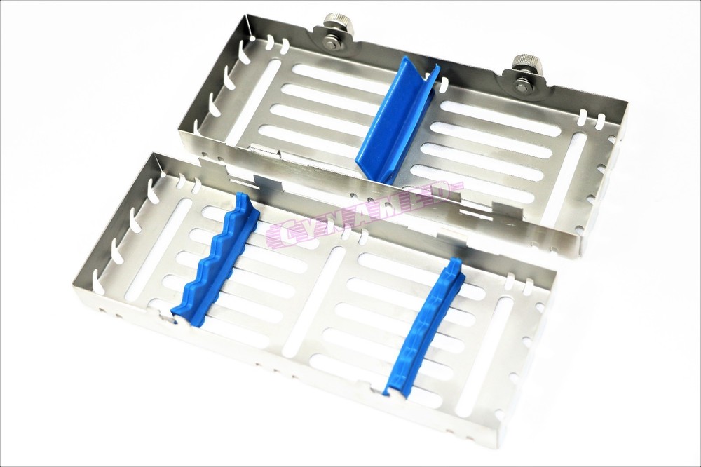 GERMAN DOUBLE BUTTON DETACHABLE STERILIZATION CASSETTE FOR 5 INSTRUMENTS BLUE