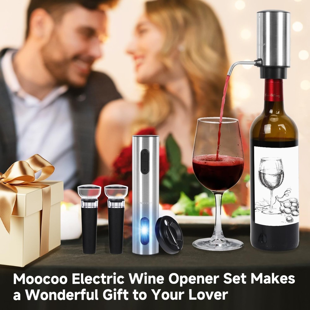 Electric Wine Opener Gift Set, Automatic Electric Wine Bottle Corkscrew Opene...