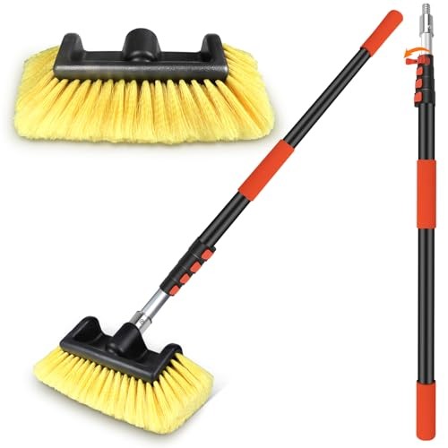 12FT Car Wash Brush with Extension Pole - Telescoping Long Handle Cleaning