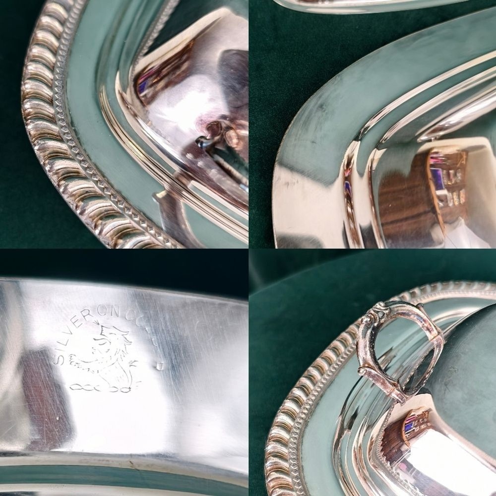 Vintage Elegant Silver Plated Rectangular Serving Tray with Lid