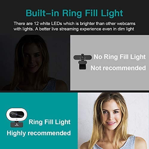 NexiGo StreamCam N930E with Software, 1080P Webcam Ring Small, Black