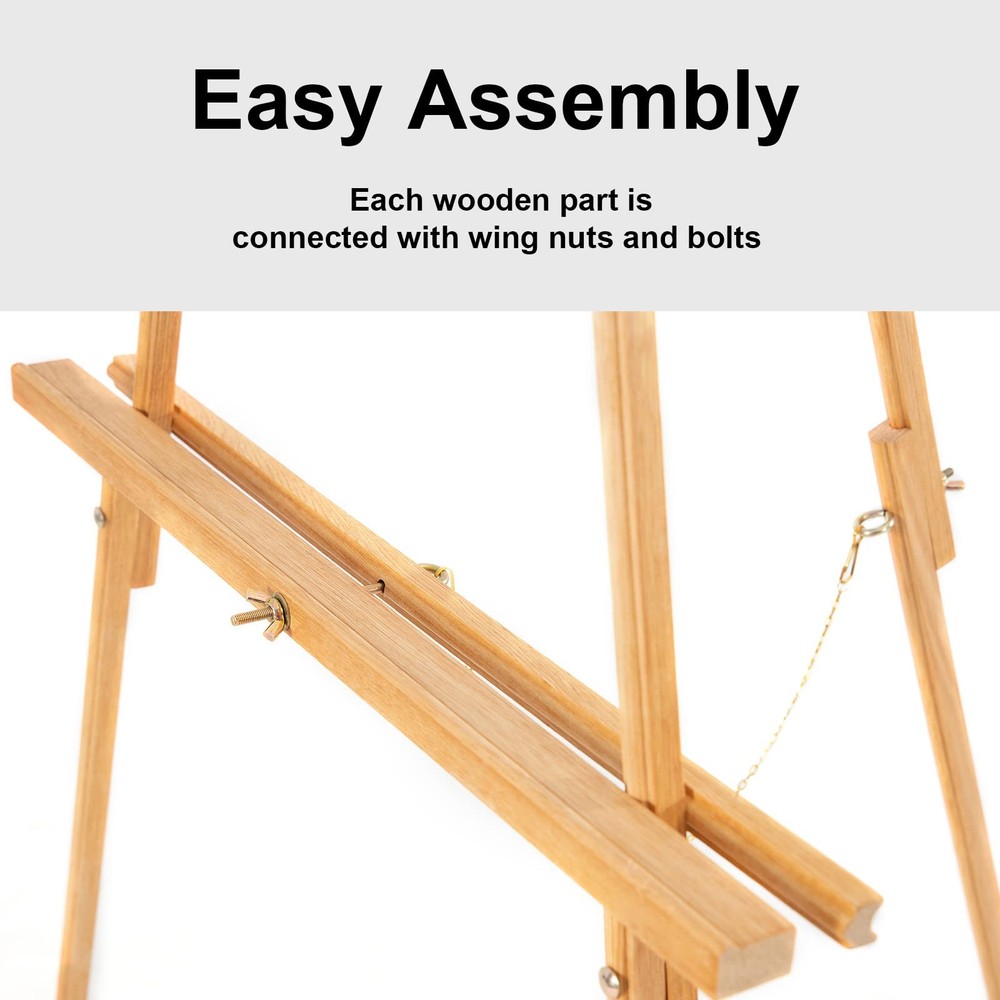 65" A-Frame Tripod Easel Stand, Wooden Display Easel with Adjustable Canvas H...