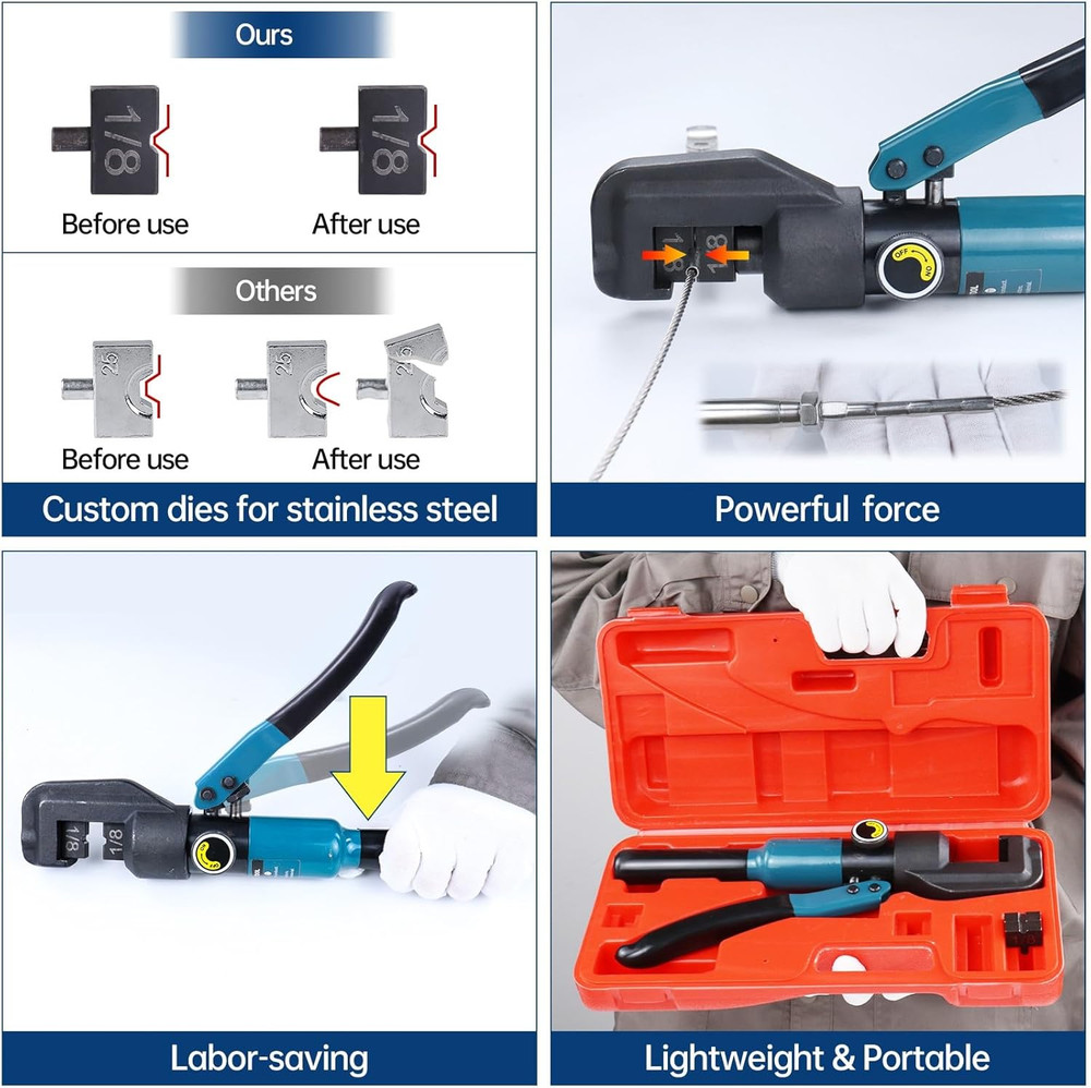Custom Cable Railing Crimping Tool Hydraulic Crimper Hydraulic Crimping Tool for