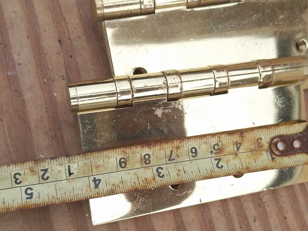 Vintage old & Antique Solid BRASS Set 3 Hinges 4" Heavy Duty
