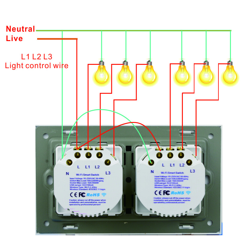 TUYA Smart Life APP WiFi Light Switch Socket EU Touch Panel Works w/Alexa Google