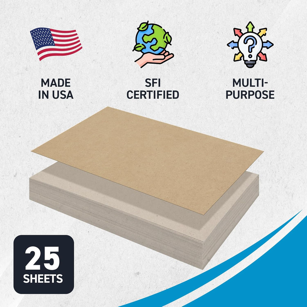 Magicwater Chipboard Sheet for DIY Projects - 11X17 Inch - 25 Pack - 50 Pt - Hea
