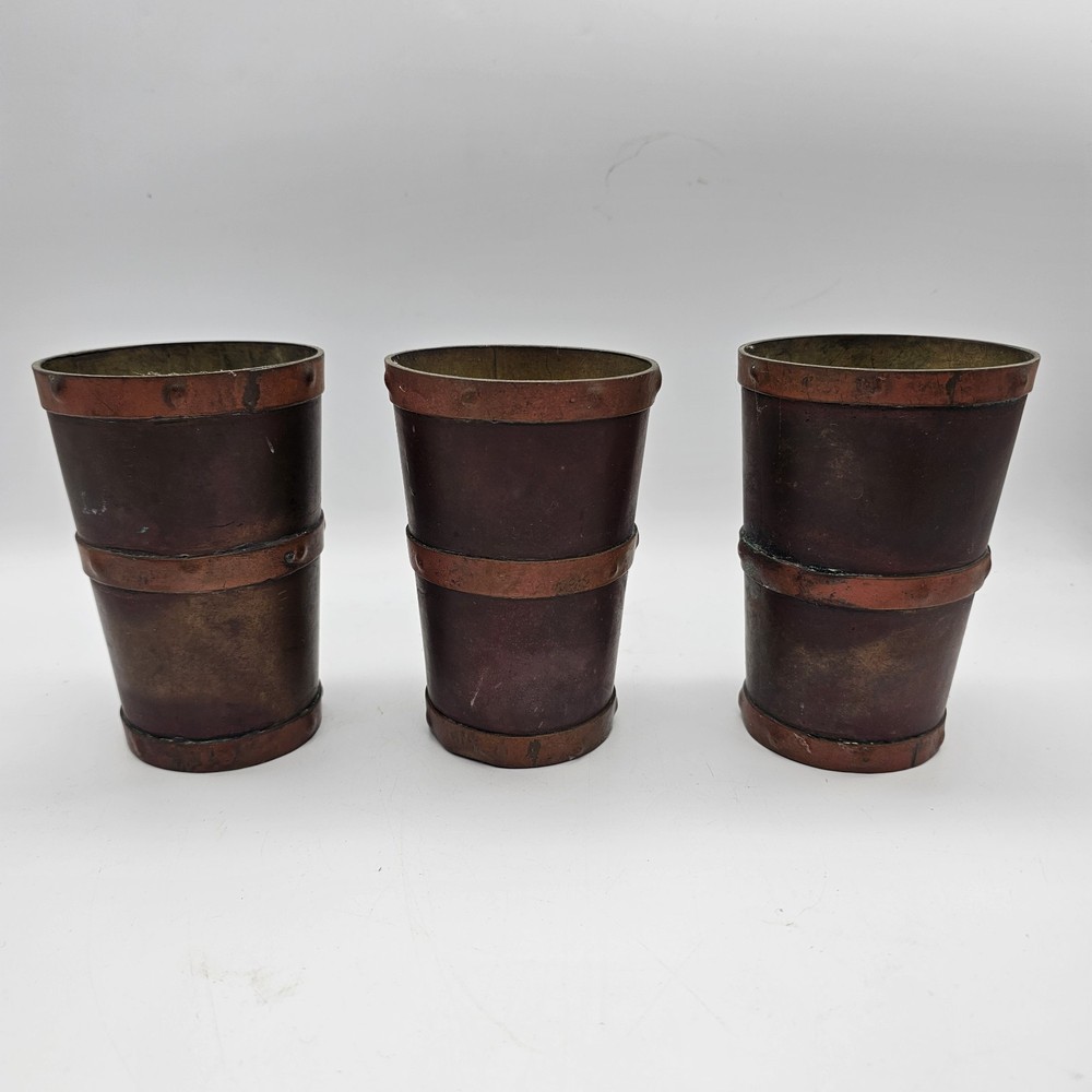 Vtg Hammered Copper Pitcher & Mugs Mexico Heavy