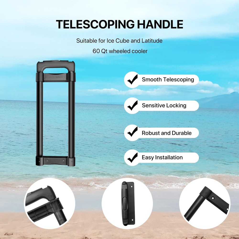 LBB-Parts Telescoping Handle Replacement for Igloo Ice Cube Standard, Black