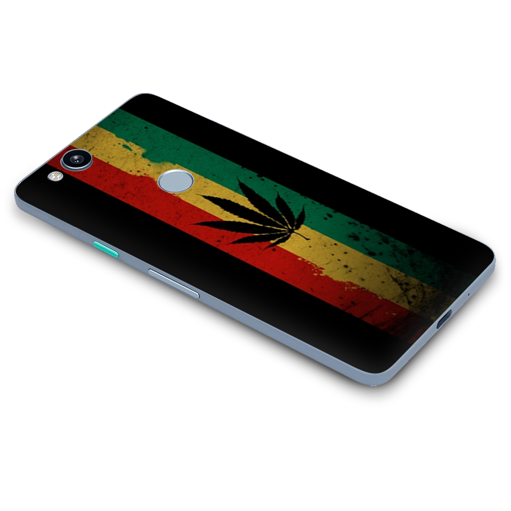 Google Pixel 2 Skins Decal Wrap Rasta Weed Pot Leaf Red Gold Green