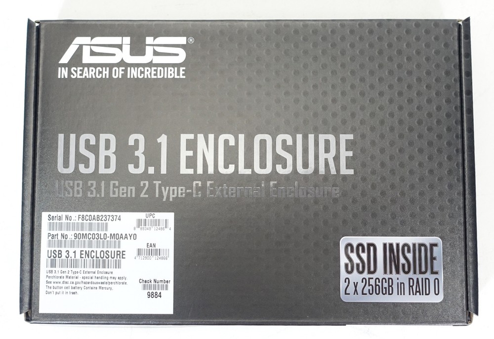 ASUS 512GB External SSD USB 3.1 Gen 2 Type-C External Drive Enclosure