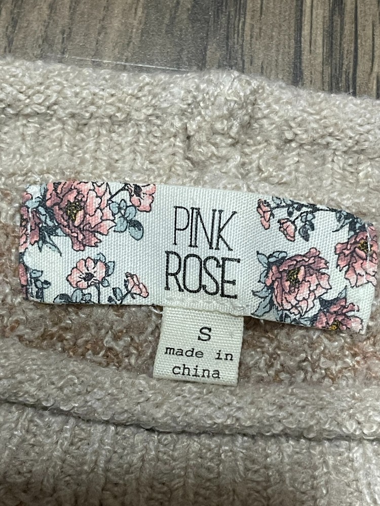 PINK ROSE Sweater, Women's Size Small, Brown, Pullover, Crew Neck