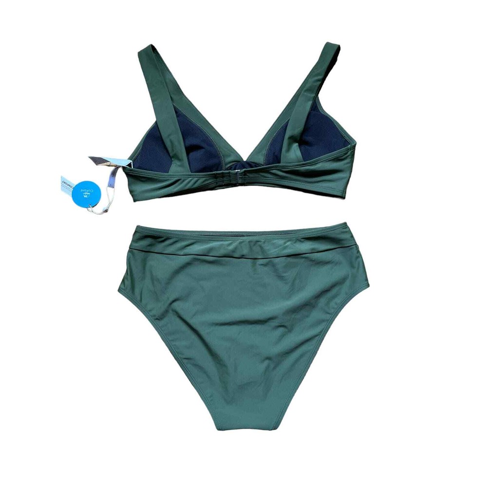 HUNTER GREEN "HIGH WAISTED" 2 PIECE BIKINI-BNWT-SUPER FLATTERING!