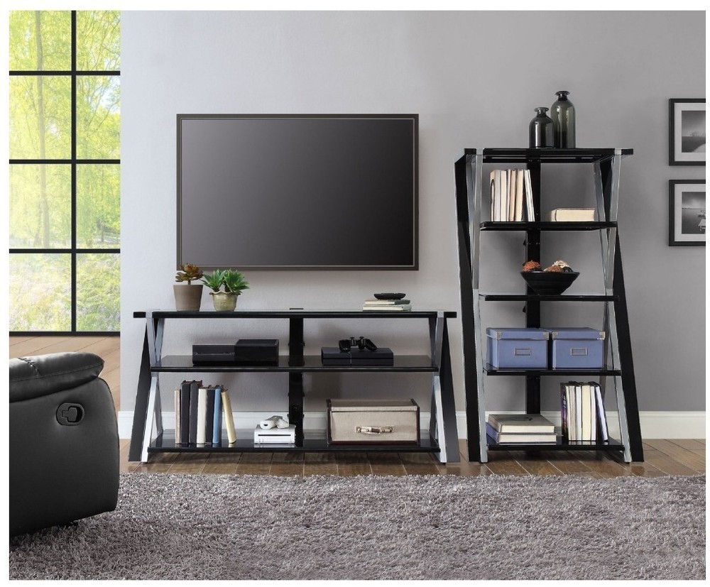 Whalen Xavier 3-in-1 Television Stand, Black