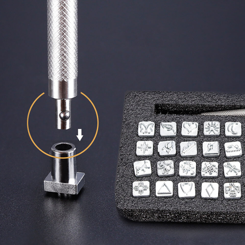 Leather craft 32pcs Indian Style Pattern Artistical Stamp Tools With Handle Set