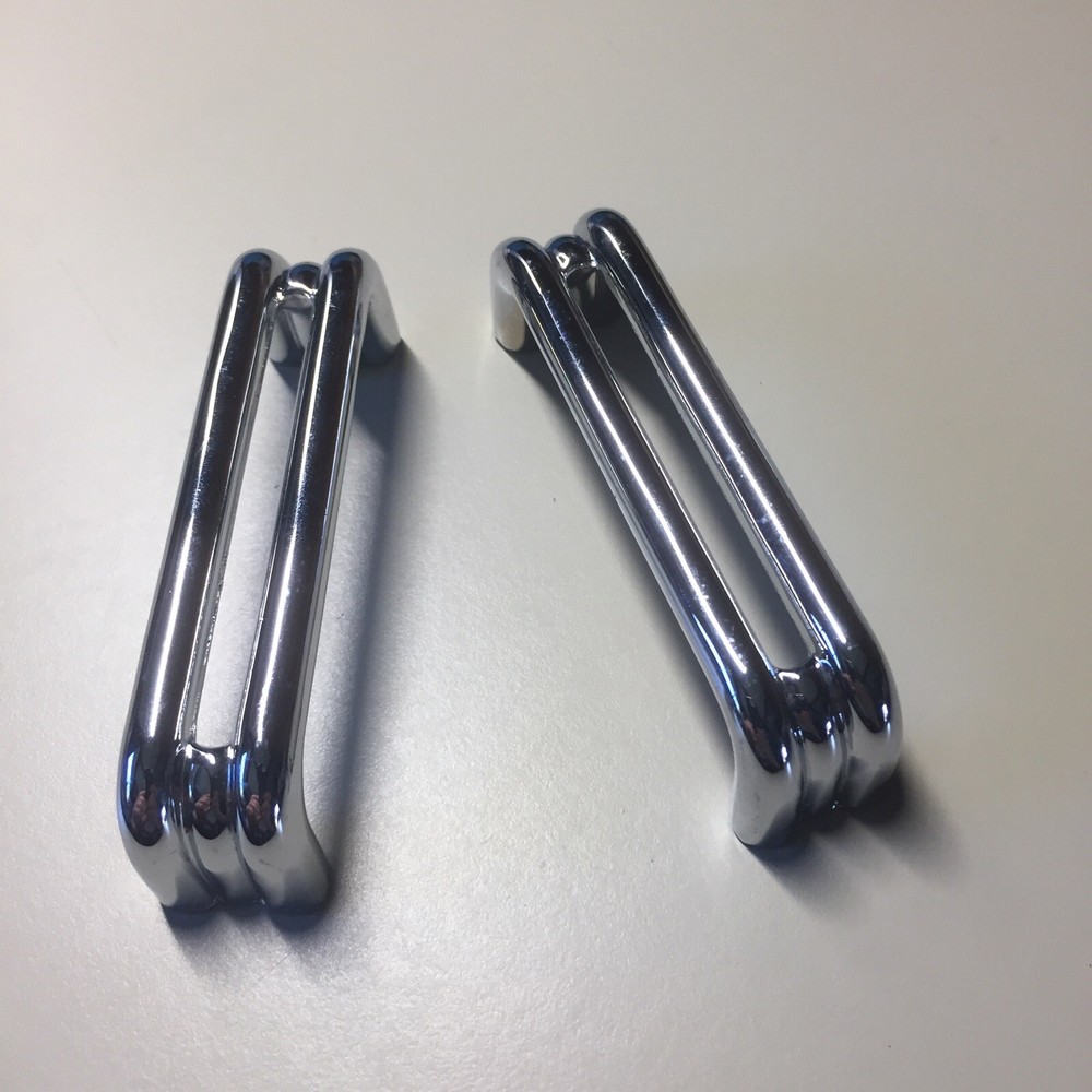 2 Vintage KBC Chrome Split Bar Drawer Pull Mid Century Style Lot D