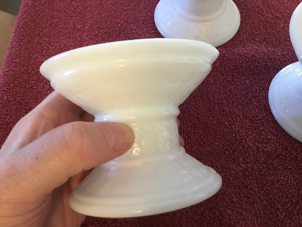 White Milk Glass Candle Holders
