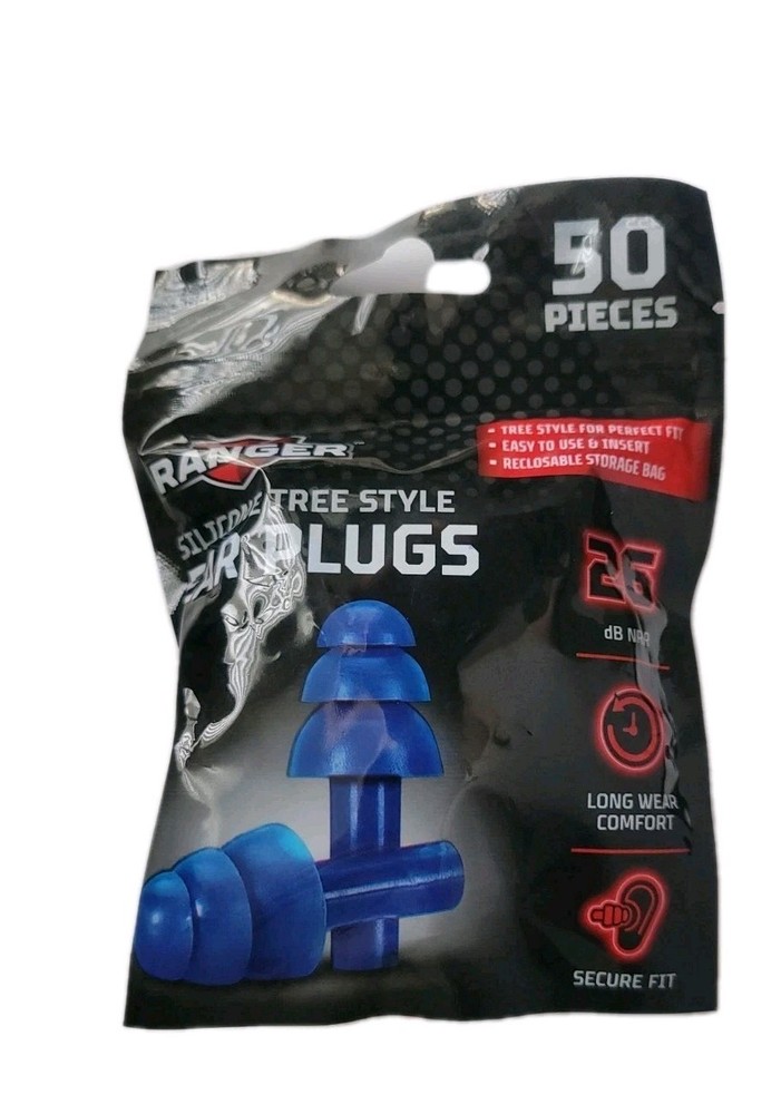 RANGER Reusable Silicone Earplugs, 50-Pack