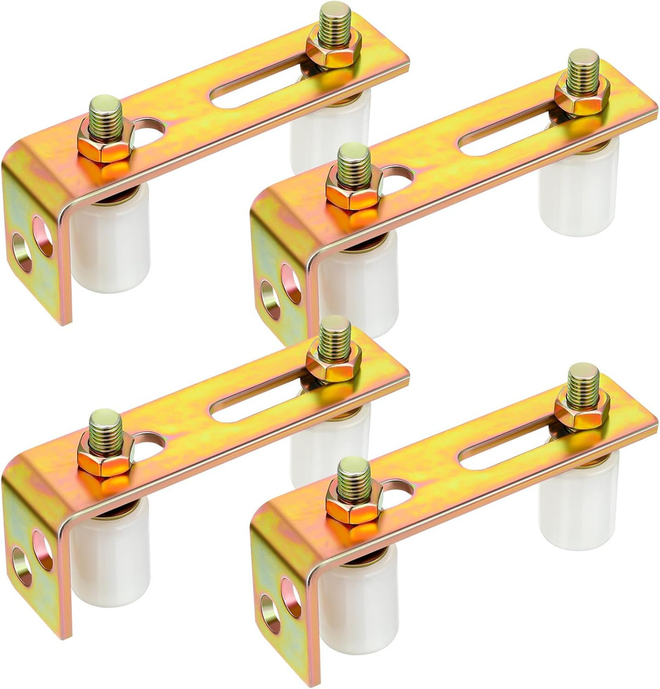 Morningro 4 Pack Slide Gate Guide Roller Adjustable Dual Nylon Rollers with L Re