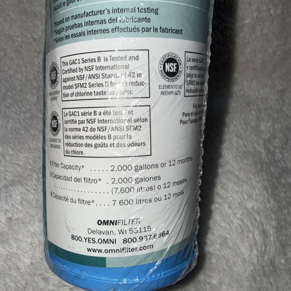 OmniFilter Undersink Acivated Carbon Filter GAC1-SS Series B