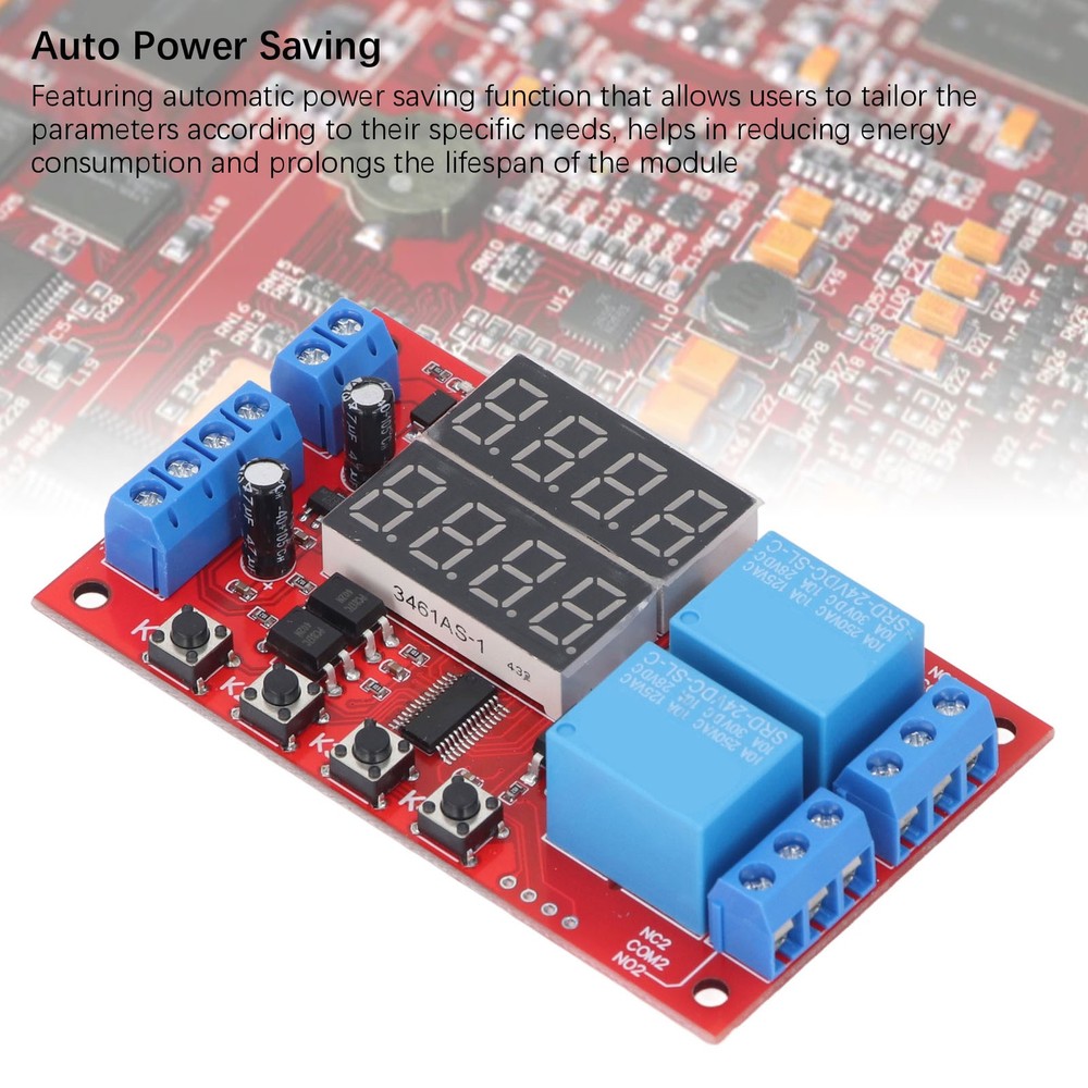 24V 2 Channel Relay Module LED Display Delay Self Locking Cycle Timer Module